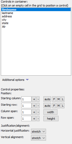 CSS Grid properties for a control